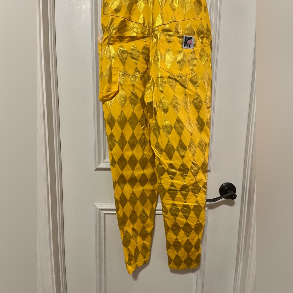 Birds of Prey Adult Size Small Harley Quinn Yellow Gold Overalls Jumpsuit - Picture 8 of 10